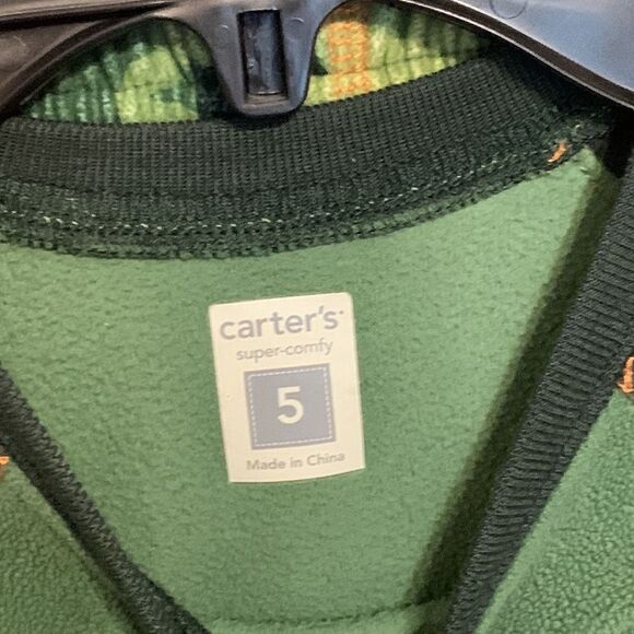 Carter’s | Boys Green Dinosaur Fleece Pajamas Set PJ Size 5 - Picture 4 of 7